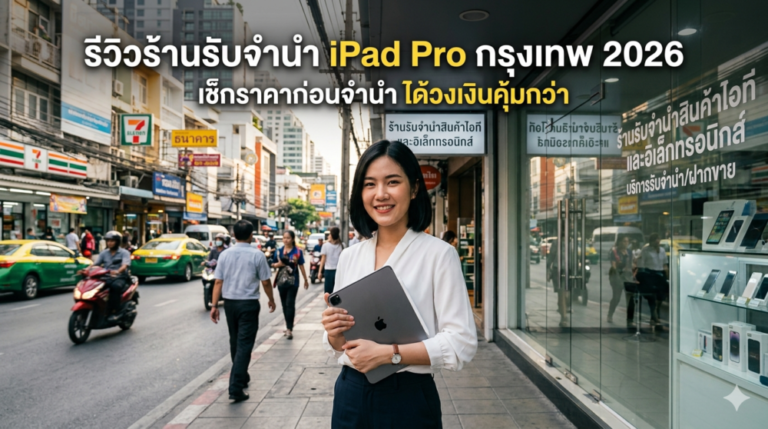 ภาพรีวิวร้านรับจำนำ iPad Pro พร้อมลูกค้าถือเครื่องหน้าร้านในกรุงเทพ Money2Plus.com รับจำนำไอแพด รับซื้อไอแพด ให้ราคาสูง ปลอดภัย ได้เงินทันที สาขาใกล้ฉัน บางแค