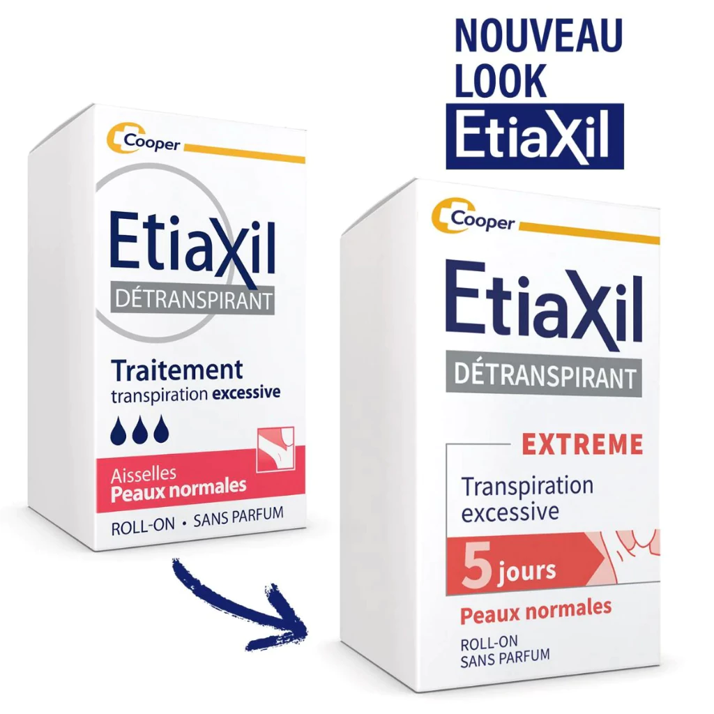 แนะนำ 5 โรลออนขายดี ที่เหมาะกับวัยรุ่นที่มีกลิ่นตัวและกลิ่นเหงื่อ 3 EtiaXil Roll-on Sensitive และ Extreme โคลสอัพกล่องคู่ - ระงับเหงื่อสูตรคลินิก