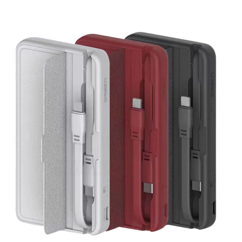 รีวิวเปรียบเทียบ Power Bank น้ำหนักเบาที่สุด ที่มีสายชาร์จในตัว มาพร้อมหัว Lightning และ USBC 5 Eloop E57 พาวเวอร์แบงค์สายในตัว ดีไซน์หนัง PU พร้อมฝาปิดแม่เหล็กและช่องเก็บสาย
