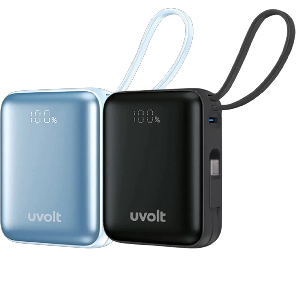 รีวิวเปรียบเทียบ Power Bank น้ำหนักเบาที่สุด ที่มีสายชาร์จในตัว มาพร้อมหัว Lightning และ USBC 6 UVOLT UVP10C-04 พาวเวอร์แบงค์สายในตัว ขนาดมินิ น้ำหนัก 178g แสดงหน้าจอ LED และสายในตัว